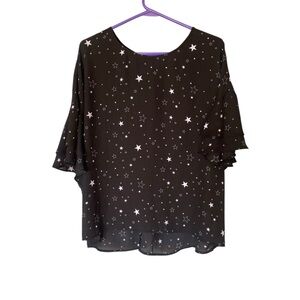 A.N.A A New Approach Black With Stars Tie Back XXL Blouse